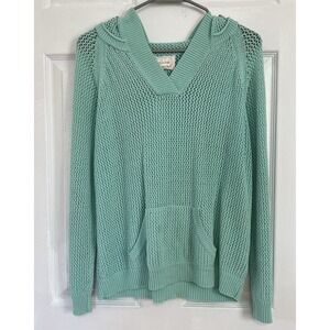 Shirt 469 Womens Mint Linen Hoodie Sweater Size L Boho Beach Lightweight Pocket